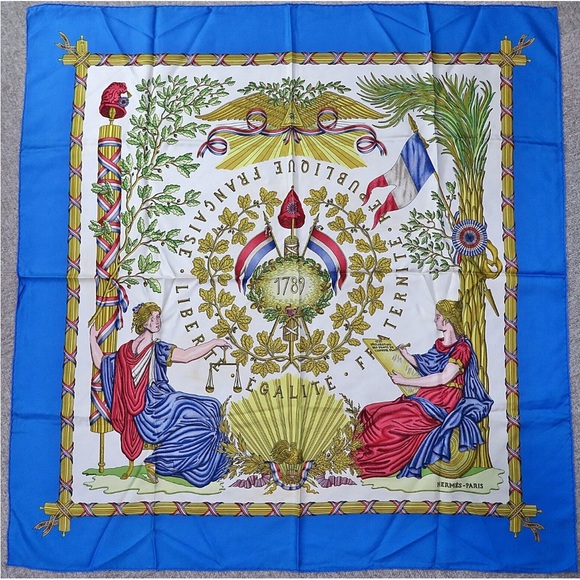 Hermes Tricolor and Gold Silk Scarf - Picture 1 of 11